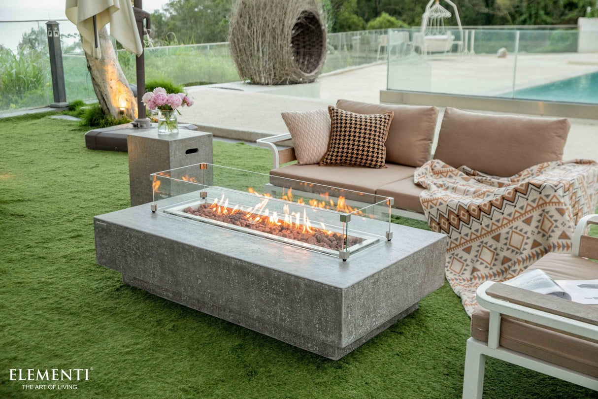 Elementi Hampton Fire Pit Table - Light Gray - Majestic Patio