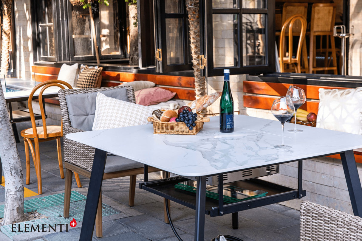 Elementi Helsinki Marble Porcelain Dining Table - Majestic Patio