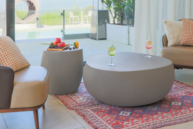 Elementi Ikaria 42" Egg shape Concrete Coffee Table - Majestic Patio