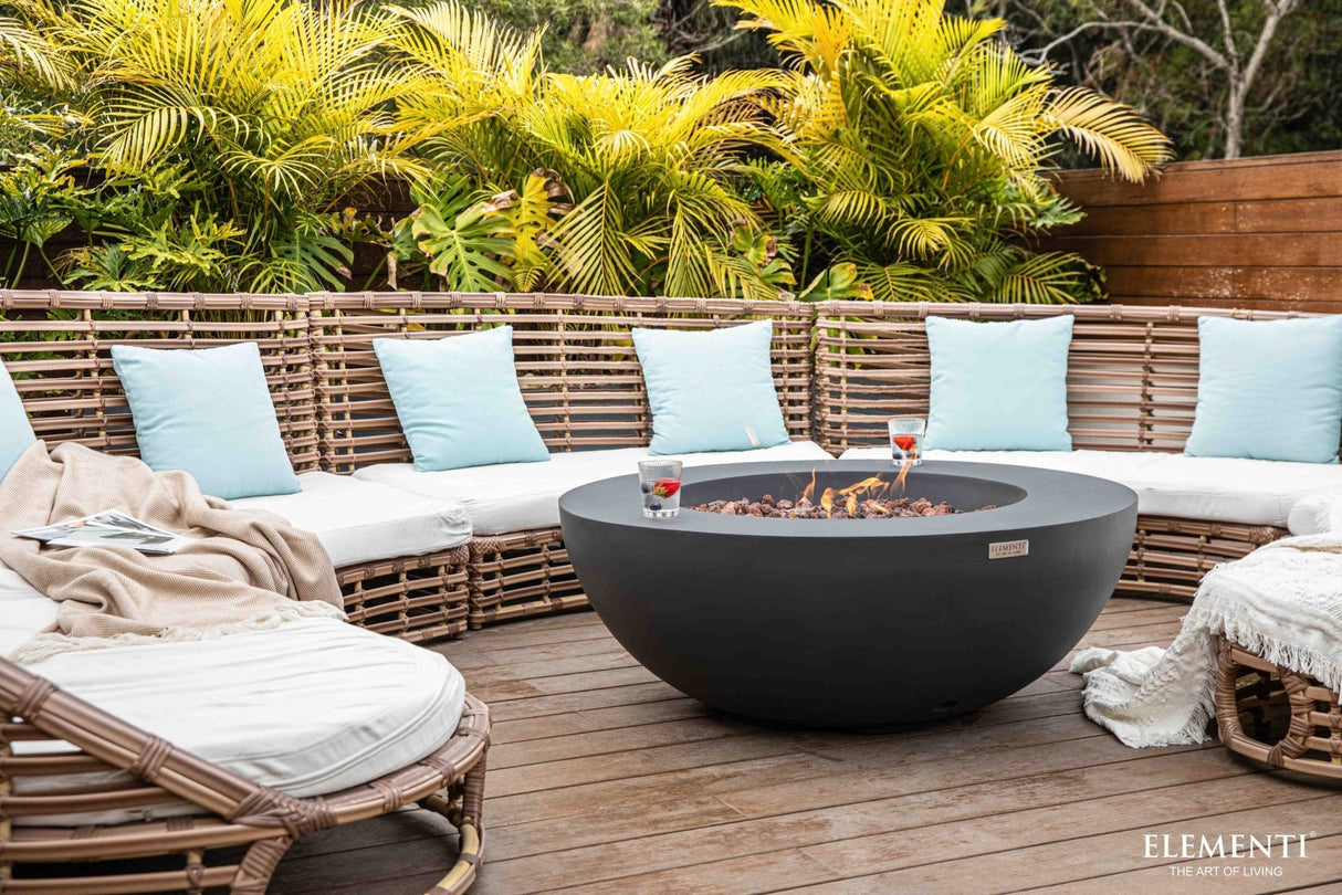 Elementi Lunar Bowl Fire Table - Dark Gray - Majestic Patio