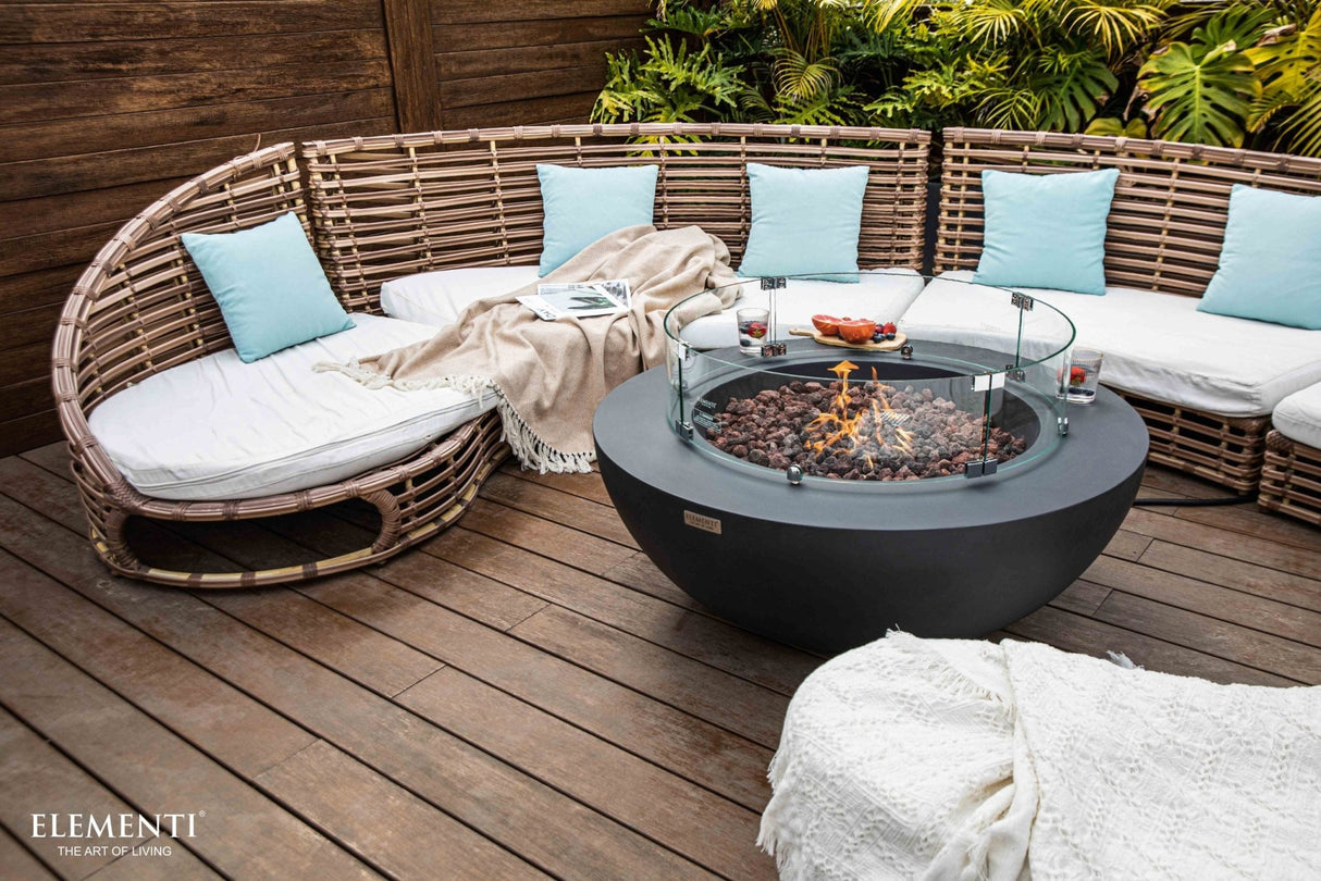 Elementi Lunar Bowl Fire Table - Dark Gray - Majestic Patio