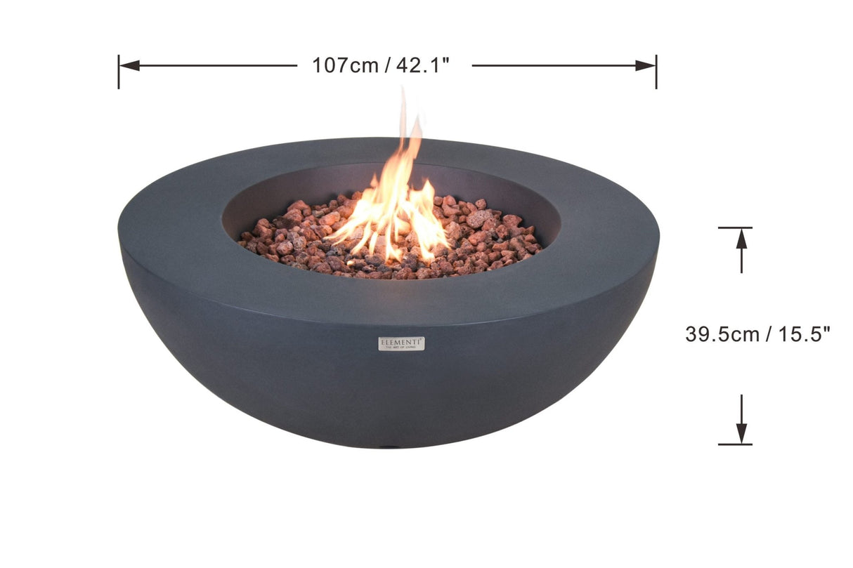 Elementi Lunar Bowl Fire Table - Dark Gray - Majestic Patio