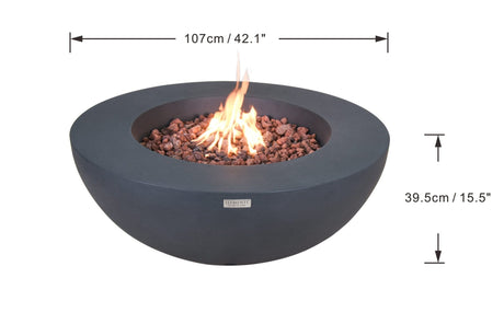 Elementi Lunar Bowl Fire Table - Dark Gray - Majestic Patio