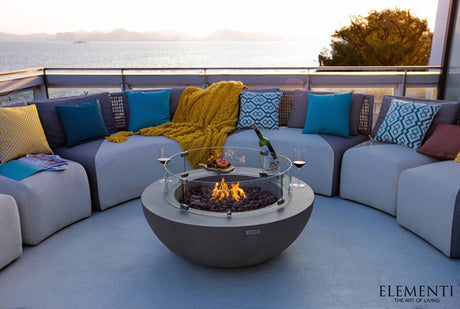 Elementi Lunar Bowl Fire Table - Light Gray - Majestic Patio