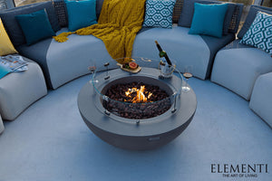 Elementi Lunar Bowl Fire Table - Light Gray - Majestic Patio