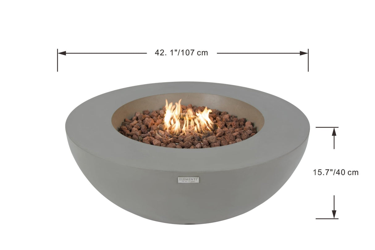 Elementi Lunar Bowl Fire Table - Light Gray - Majestic Patio