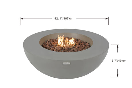 Elementi Lunar Bowl Fire Table - Light Gray - Majestic Patio