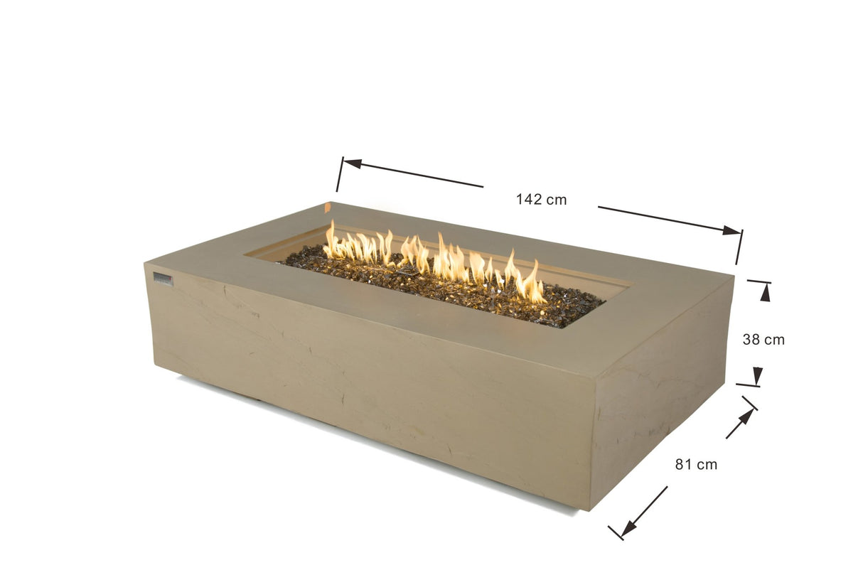 Elementi Meteora, Cape Town, and Colorado Rectangle Sandstone Fire Table - Majestic Patio