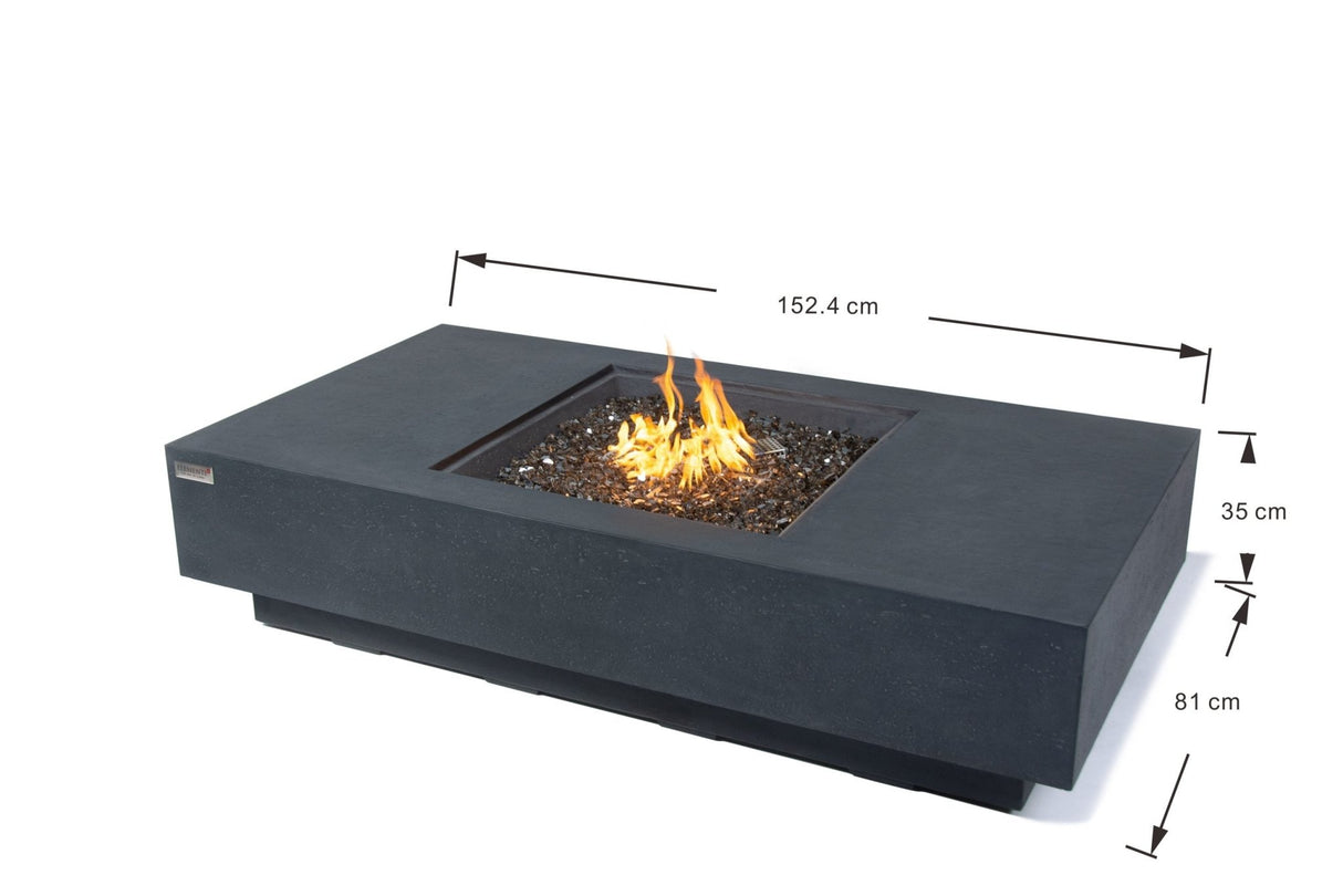 Elementi Monte Carlo & Cannes Carlo Rectangle Fire Table - Majestic Patio