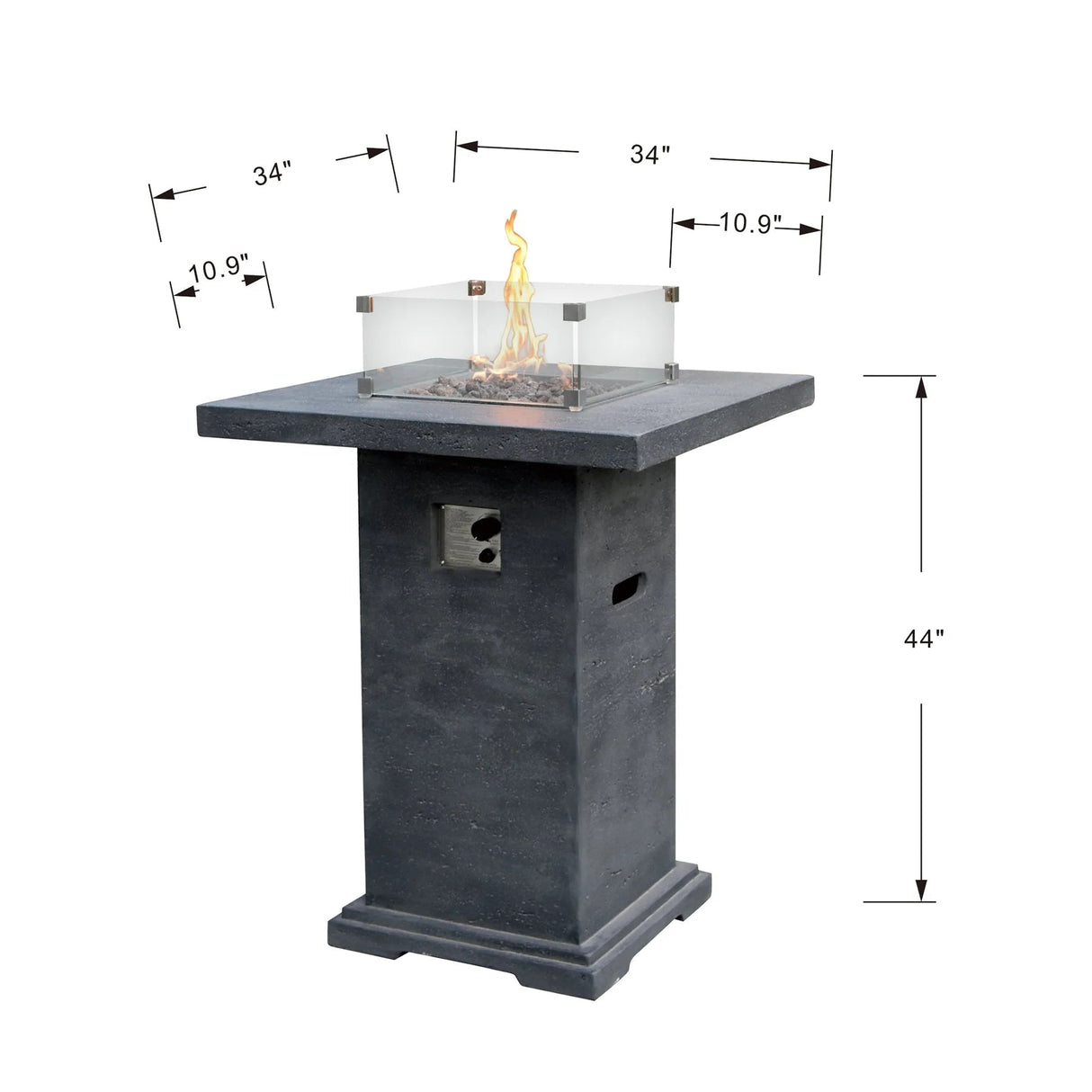 Elementi Montreal Propane Fire Pit Bar Table - Dark Gray - Majestic Patio