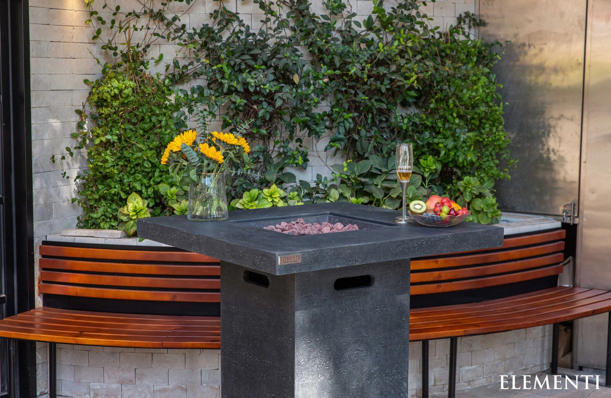 Elementi Montreal Propane Fire Pit Bar Table - Dark Gray - Majestic Patio