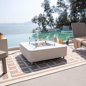 Elementi Plus Annecy Marble Porcelain Fire Table - Majestic Patio