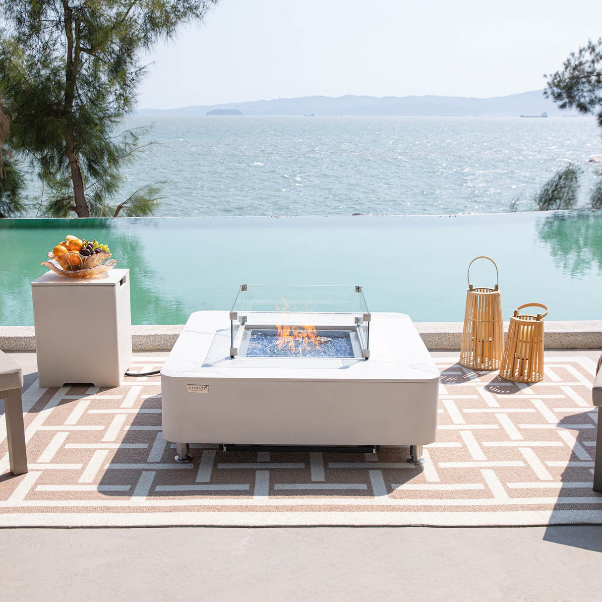 Elementi Plus Annecy Marble Porcelain Fire Table - Majestic Patio