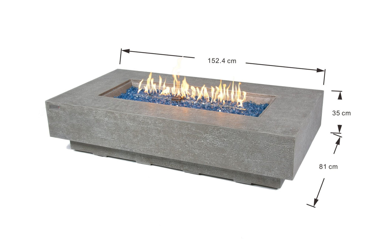 Elementi Riviera & Positano Rectangle Fire Table - Majestic Patio