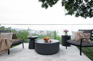 Elementi Rome 34" Round Concrete Coffee Table Medium - Majestic Patio