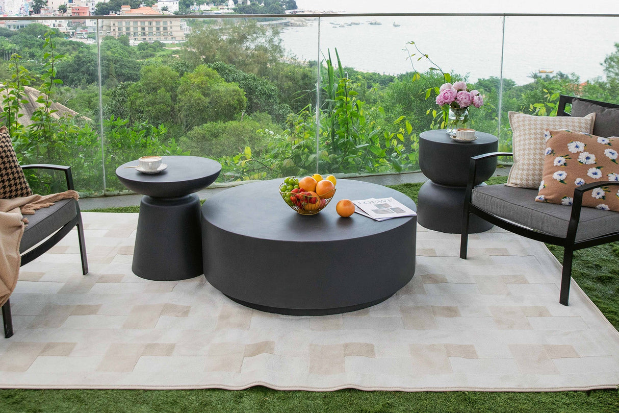 Elementi Rome 40" Round Concrete Coffee Table - Majestic Patio