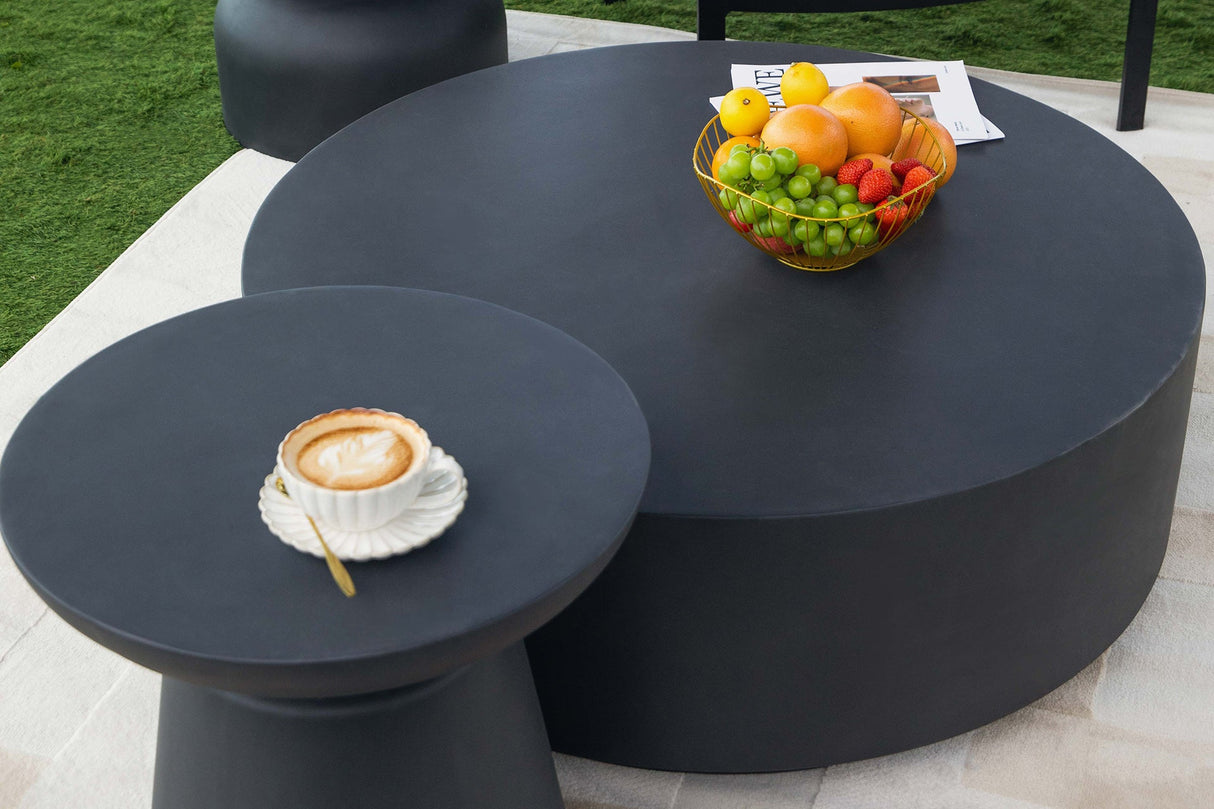 Elementi Rome 40" Round Concrete Coffee Table - Majestic Patio