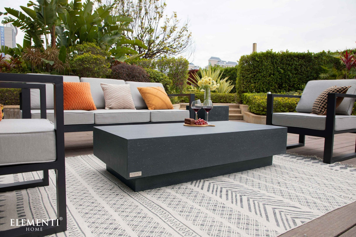 Elementi Tevere L60" Rectangular Concrete Coffee Table - Majestic Patio