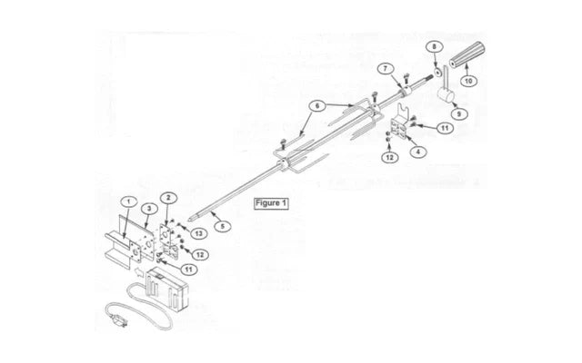 Extra Rotisserie Cordless Motor, Spit, Forks and Bracket Kit. - Majestic Patio
