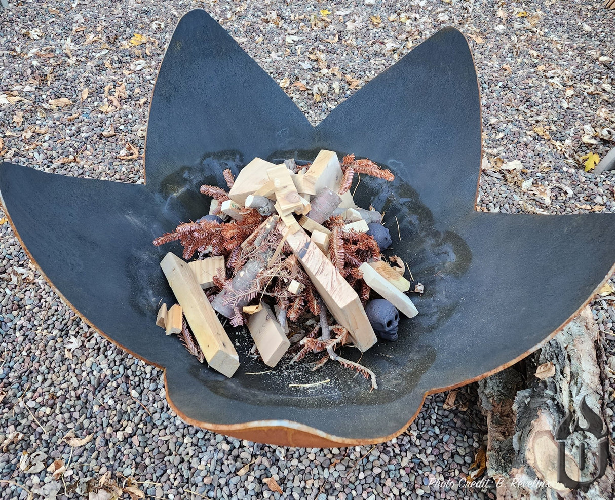 "Fire Flower" Fire Bowl with Hollow Base (Made In USA) - Majestic Patio