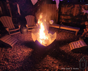 "Fire Flower" Fire Bowl with Hollow Base (Made In USA) - Majestic Patio