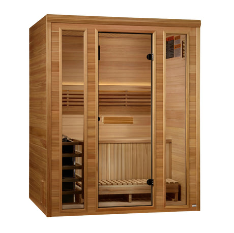 Golden Designs 2025 Andermatt Edition 3 Person Traditional Steam Sauna (GDI - 7030 - 01) - Pacific Premium Clear Cedar - Majestic Patio