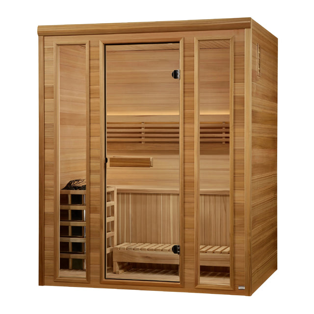 Golden Designs 2025 Andermatt Edition 3 Person Traditional Steam Sauna (GDI - 7030 - 01) - Pacific Premium Clear Cedar - Majestic Patio