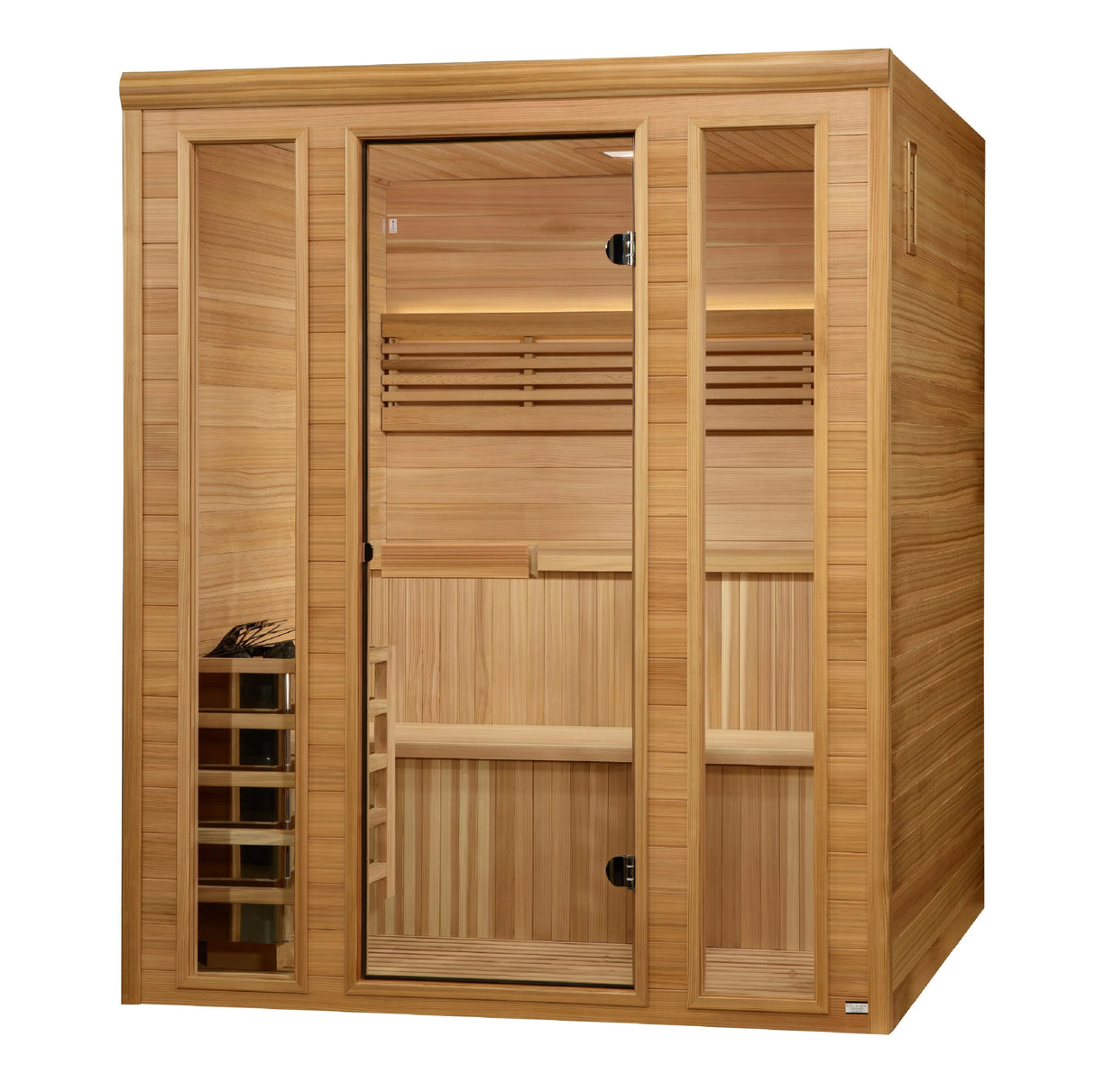 Golden Designs 2025 Engelberg Edition 6 Person Traditional Steam Sauna (GDI - 7060 - 01) - Pacific Premium Clear Cedar - Majestic Patio