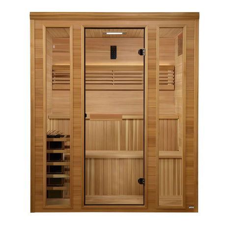 Golden Designs 2025 Engelberg Edition 6 Person Traditional Steam Sauna (GDI - 7060 - 01) - Pacific Premium Clear Cedar - Majestic Patio