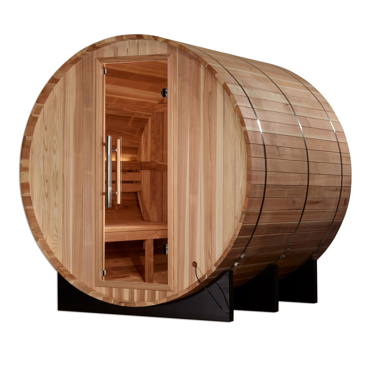 Golden Designs Arosa 4 Person Barrel Traditional Sauna - Pacific Cedar - Majestic Patio