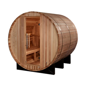 Golden Designs Arosa 4 Person Barrel Traditional Sauna - Pacific Cedar - Majestic Patio