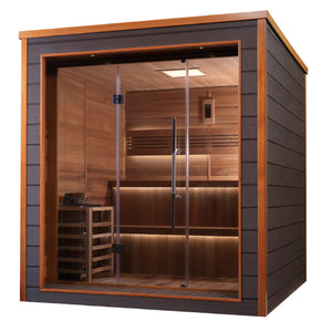 Golden Designs Bergen 6 Person Outdoor - Indoor Traditional Sauna (GDI - 8206 - 01) - Canadian Red Cedar Interior - Majestic Patio