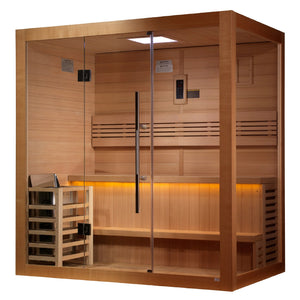 Golden Designs Forssa Edition 3 - 4 Person Traditional Sauna (GDI - 7203 - 01) - Canadian Red Cedar Interior - Majestic Patio