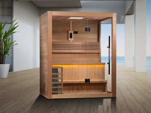 Golden Designs Hanko Edition 2 - 3 Person Traditional Sauna (GDI - 7202 - 01) - Canadian Red Cedar Interior - Majestic Patio