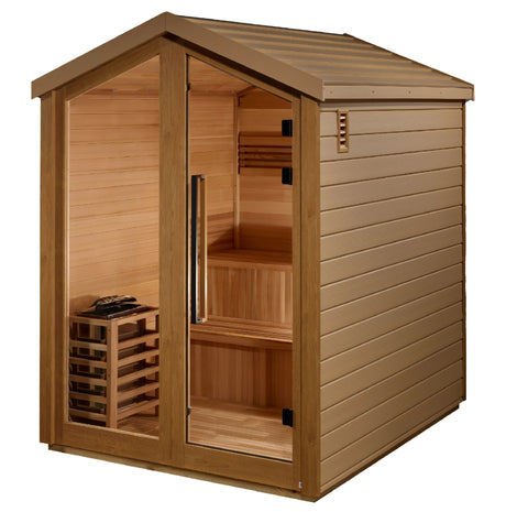 Golden Designs Kaarina 6 Person Outdoor Traditional Sauna (GDI - 8506 - 01) - Canadian Red Cedar Interior - Majestic Patio