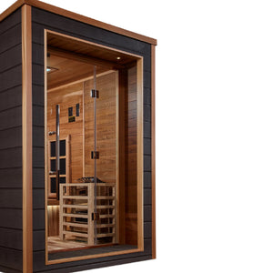 Golden Designs Karlstad 6 Person Outdoor - Indoor PureTech™ Hybrid Full Spectrum Sauna (GDI - 8226 - 01) - Canadian Red Cedar Interior - Majestic Patio