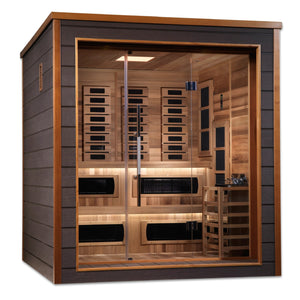 Golden Designs Karlstad 6 Person Outdoor - Indoor PureTech™ Hybrid Full Spectrum Sauna (GDI - 8226 - 01) - Canadian Red Cedar Interior - Majestic Patio