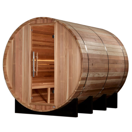 Golden Designs Klosters 6 Person Barrel Traditional Sauna - Pacific Cedar - Majestic Patio