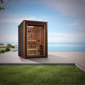 Golden Designs Narvik 2 Person Outdoor - Indoor Traditional Sauna (GDI - 8202 - 01) - Canadian Red Cedar Interior - Majestic Patio