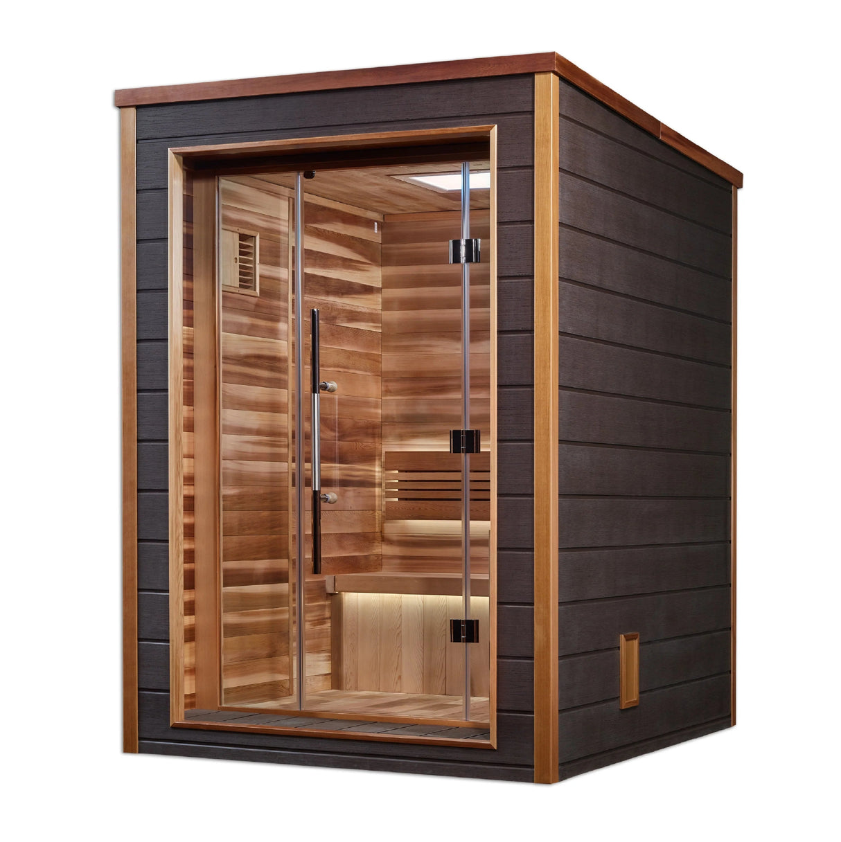 Golden Designs Narvik 2 Person Outdoor - Indoor Traditional Sauna (GDI - 8202 - 01) - Canadian Red Cedar Interior - Majestic Patio