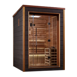 Golden Designs Narvik 2 Person Outdoor - Indoor Traditional Sauna (GDI - 8202 - 01) - Canadian Red Cedar Interior - Majestic Patio