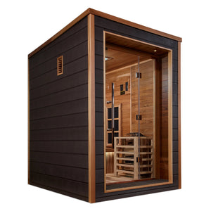 Golden Designs Nora 2 Person Outdoor - Indoor PureTech™ Hybrid Full Spectrum Sauna (GDI - 8222 - 01) - Canadian Red Cedar Interior - Majestic Patio