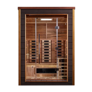 Golden Designs Nora 2 Person Outdoor - Indoor PureTech™ Hybrid Full Spectrum Sauna (GDI - 8222 - 01) - Canadian Red Cedar Interior - Majestic Patio