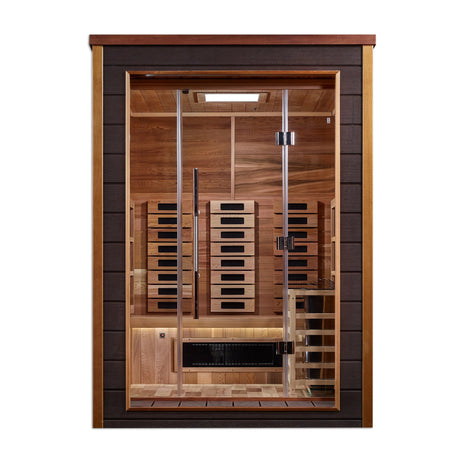 Golden Designs Nora 2 Person Outdoor - Indoor PureTech™ Hybrid Full Spectrum Sauna (GDI - 8222 - 01) - Canadian Red Cedar Interior - Majestic Patio