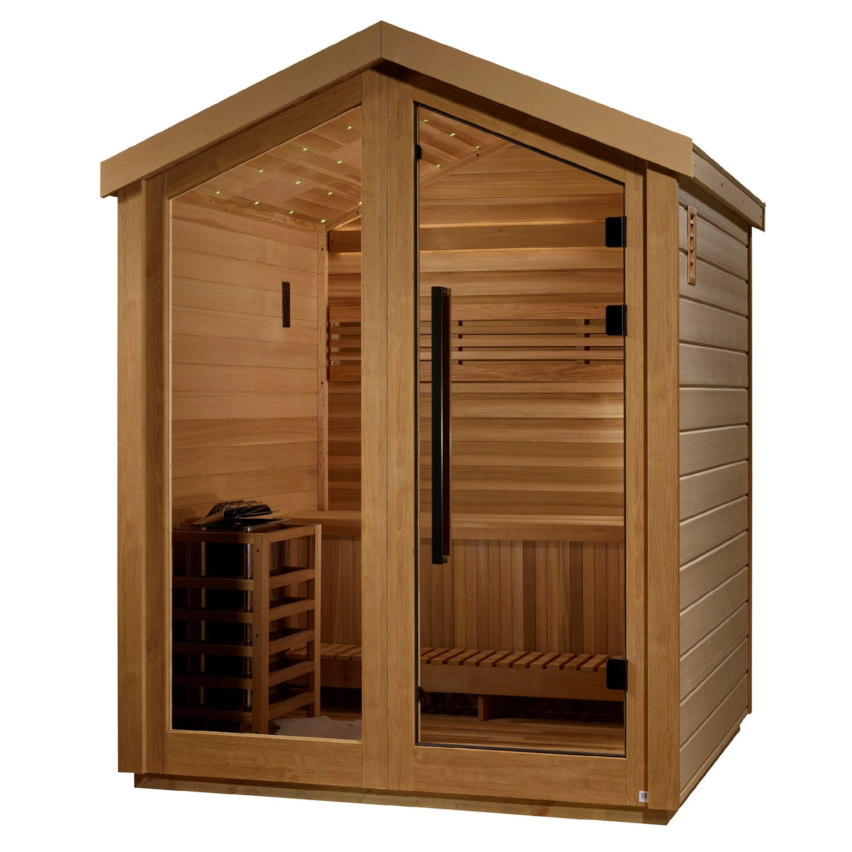 Golden Designs Savonlinna 3 Person Outdoor Traditional Sauna (GDI - 8503 - 01) - Canadian Red Cedar Interior - Majestic Patio