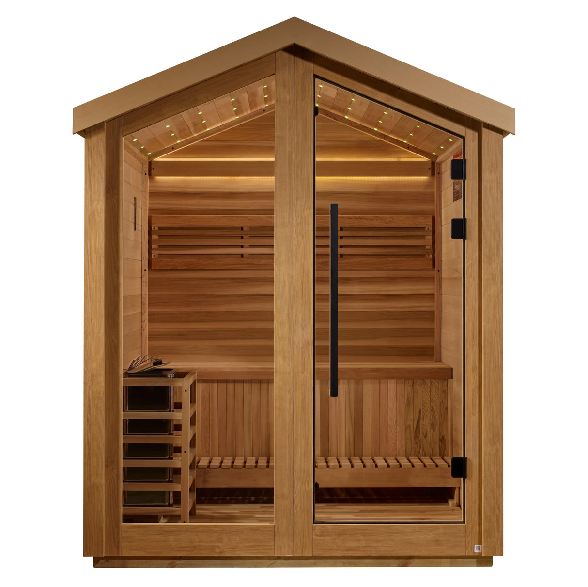 Golden Designs Savonlinna 3 Person Outdoor Traditional Sauna (GDI - 8503 - 01) - Canadian Red Cedar Interior - Majestic Patio