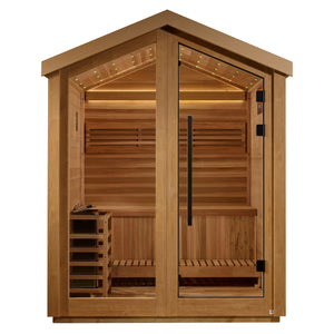 Golden Designs Savonlinna 3 Person Outdoor Traditional Sauna (GDI - 8503 - 01) - Canadian Red Cedar Interior - Majestic Patio