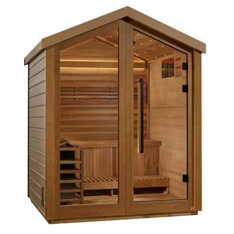 Golden Designs Savonlinna 3 Person Outdoor Traditional Sauna (GDI - 8503 - 01) - Canadian Red Cedar Interior - Majestic Patio