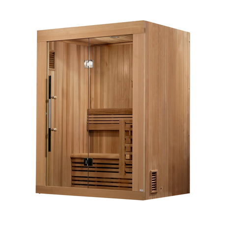 Golden Designs Sundsvall Edition 2 Person Traditional Sauna - Canadian Red Cedar - Majestic Patio