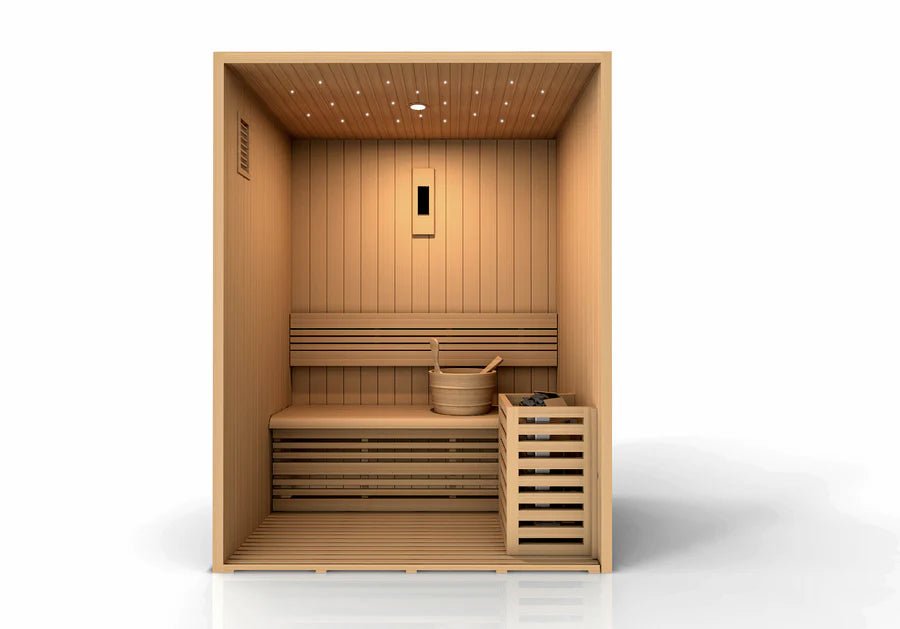 Golden Designs Sundsvall Edition 2 Person Traditional Sauna - Canadian Red Cedar - Majestic Patio